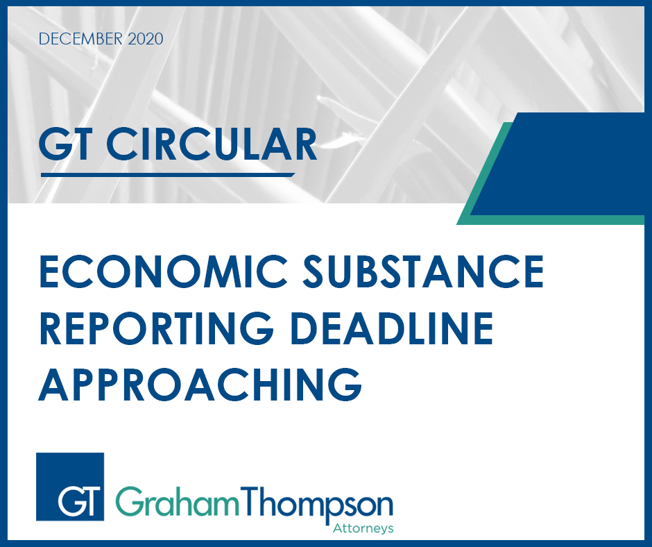 ECONOMIC SUBSTANCE REPORTING DEADLINE APPROACHING