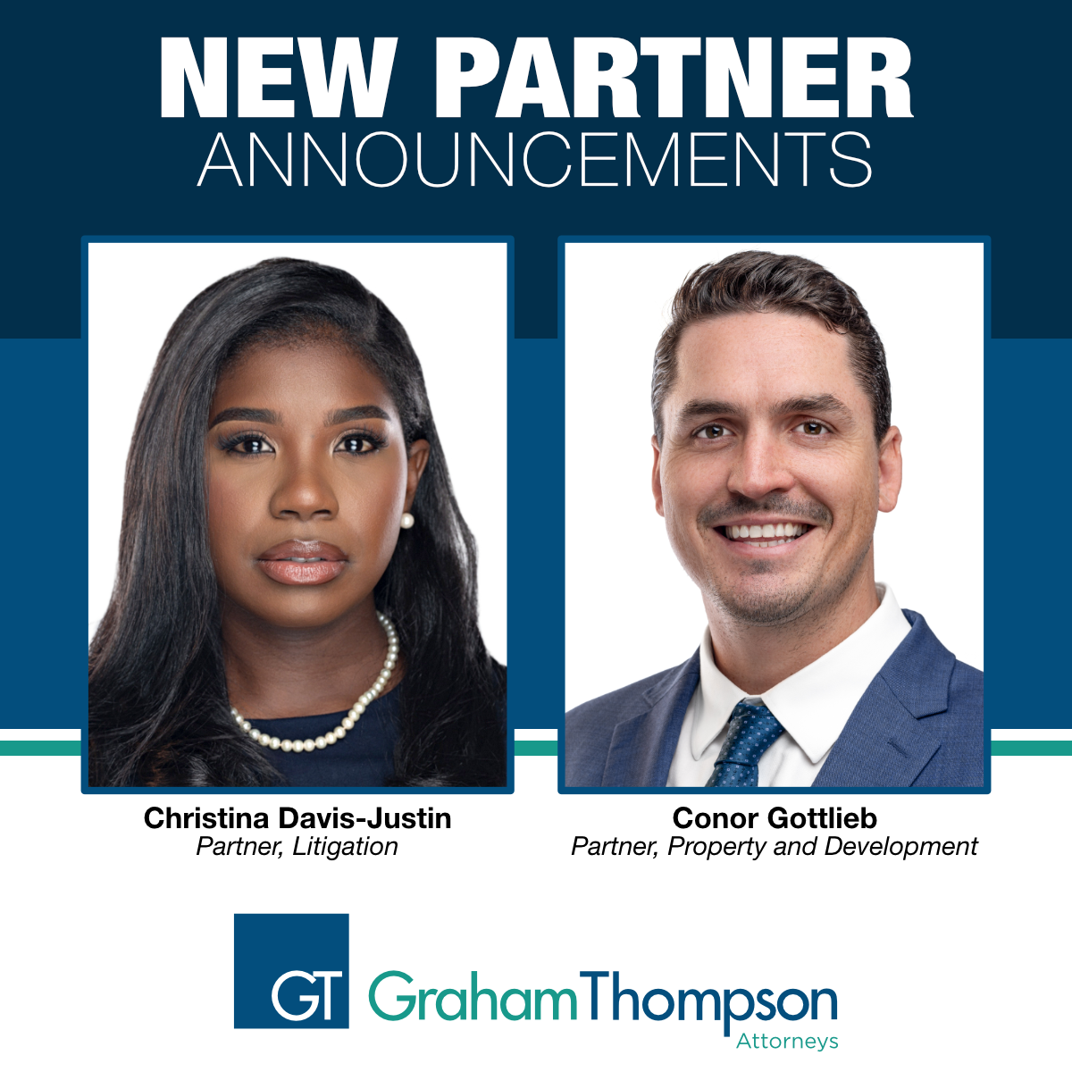 Davis-Justin and Gottlieb Announced as GT’s Newest Partners